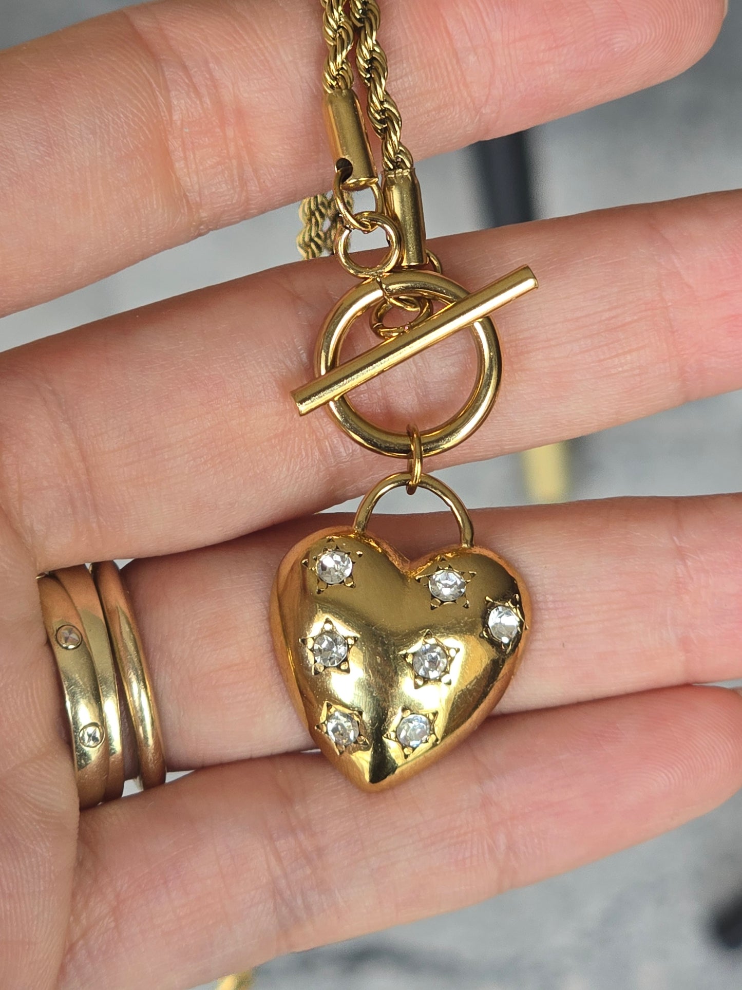 Corazón estrellado collar