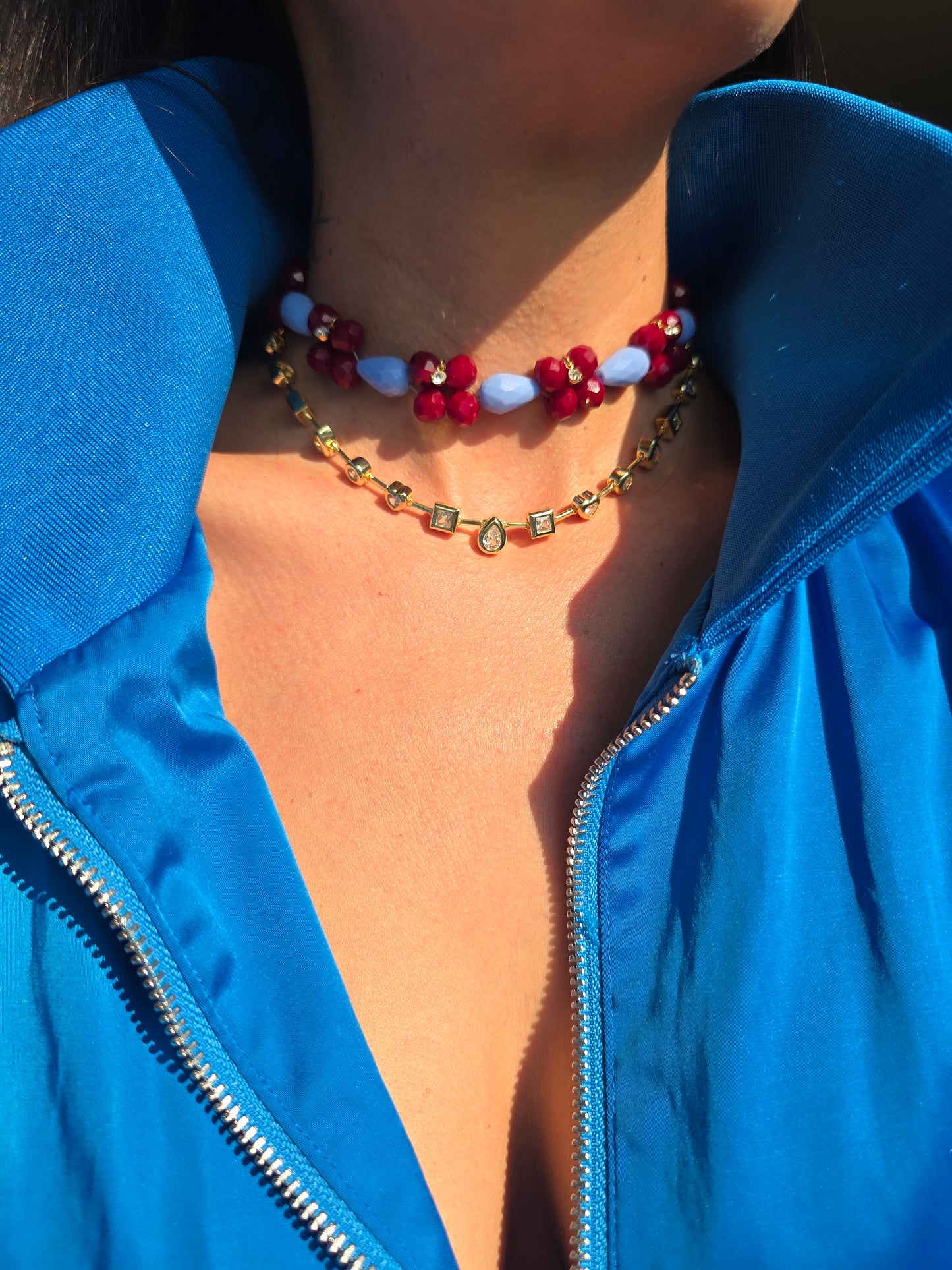 Garden Choker (Rojo-Azul)