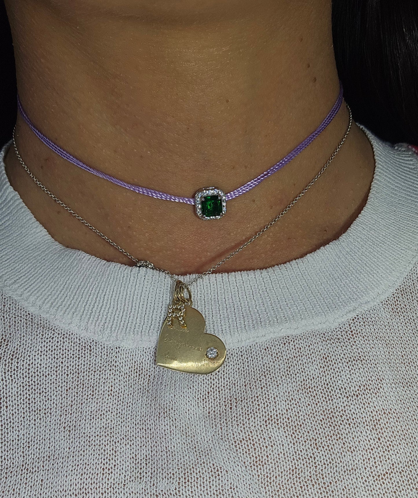 One diamond green & purple