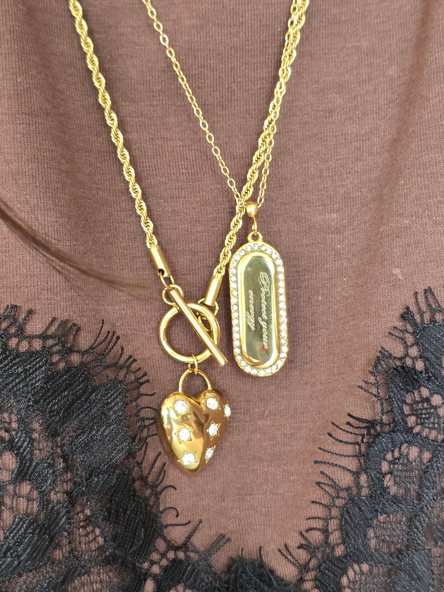 Corazón estrellado collar