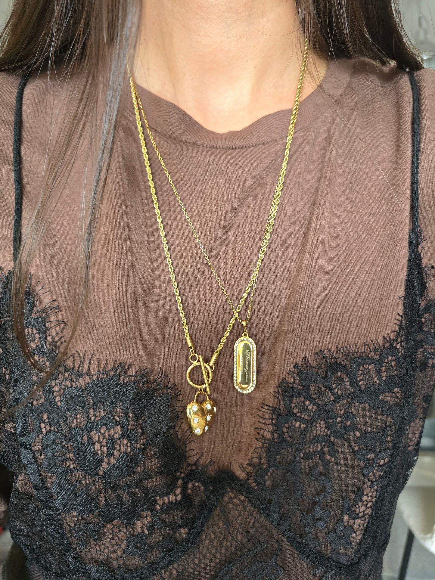 Corazón estrellado collar
